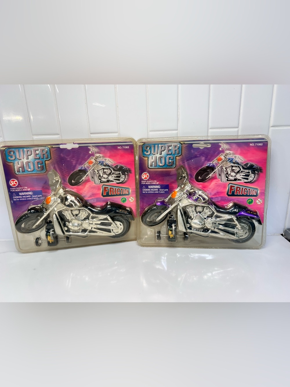 Street Tech Super Hog Friction Motorcycle Toy Sunco Ltd Set Of 2